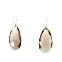 Sterling silver smoky quartz pear shaped drop earrings