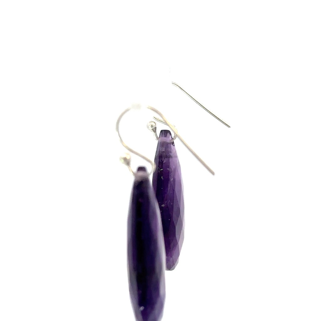 Sterling silver hooks with drop amethysts (30x15mm)