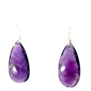 Sterling silver hooks with drop amethysts (30x15mm)