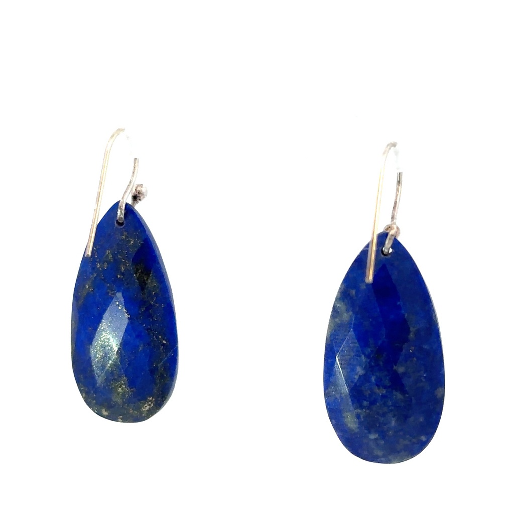 Sterling silver drop shaped lapis earrings