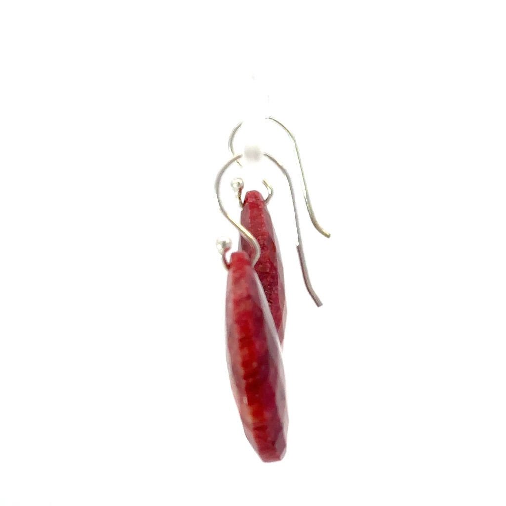 Sterling silver opaque ruby drop 25x18mm earrings