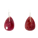 Sterling silver opaque ruby drop 25x18mm earrings