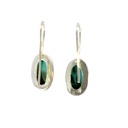 Sterling silver long oval turquoise earrings