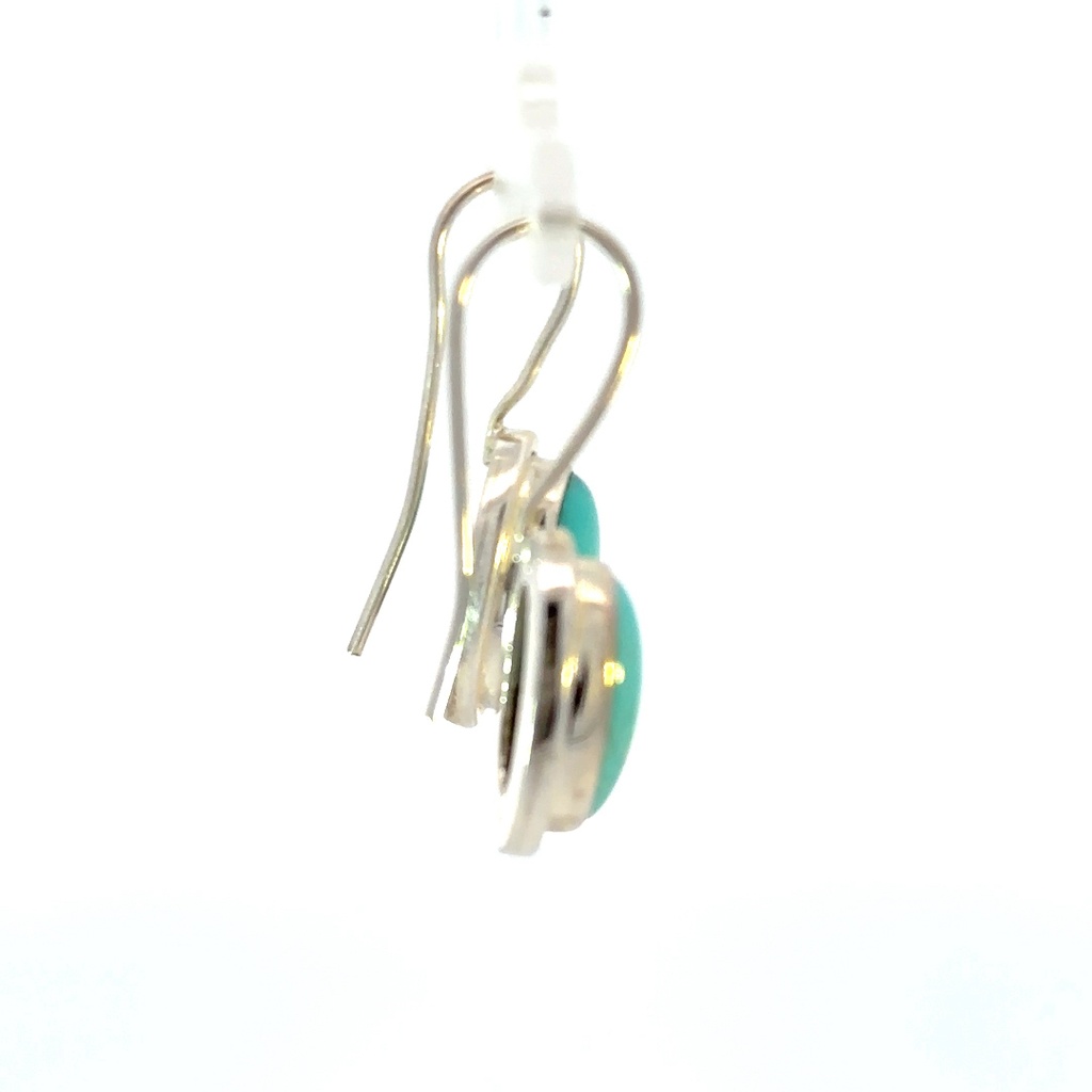 Sterling silver long oval turquoise earrings