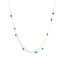 Sterling silver three strand necklace with dyed green agate