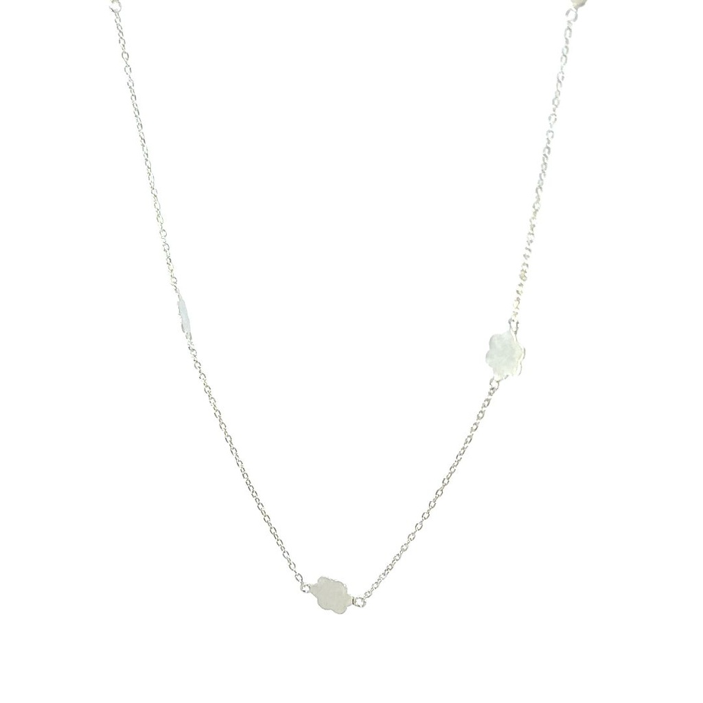 Sterling silver 60cm necklace with satin flowers