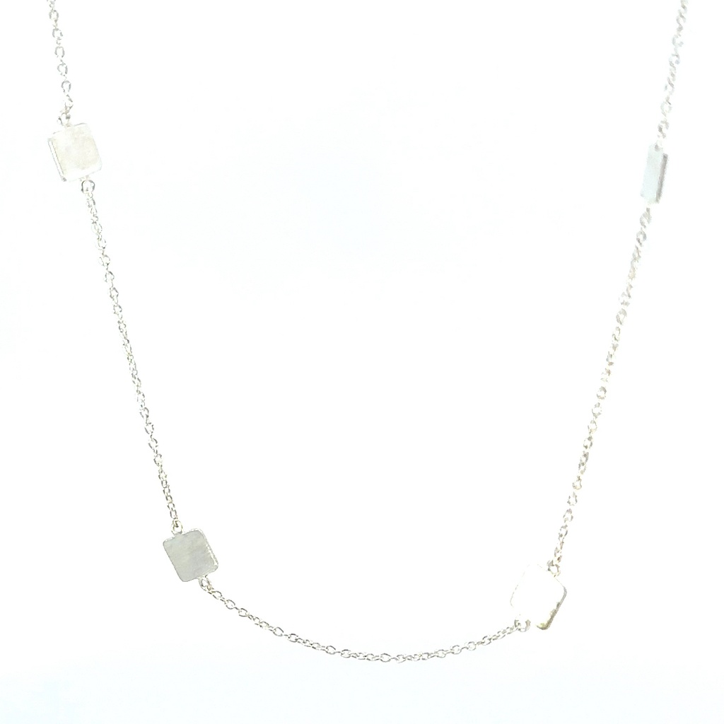 Sterling silver 60cm necklace with square satin discs