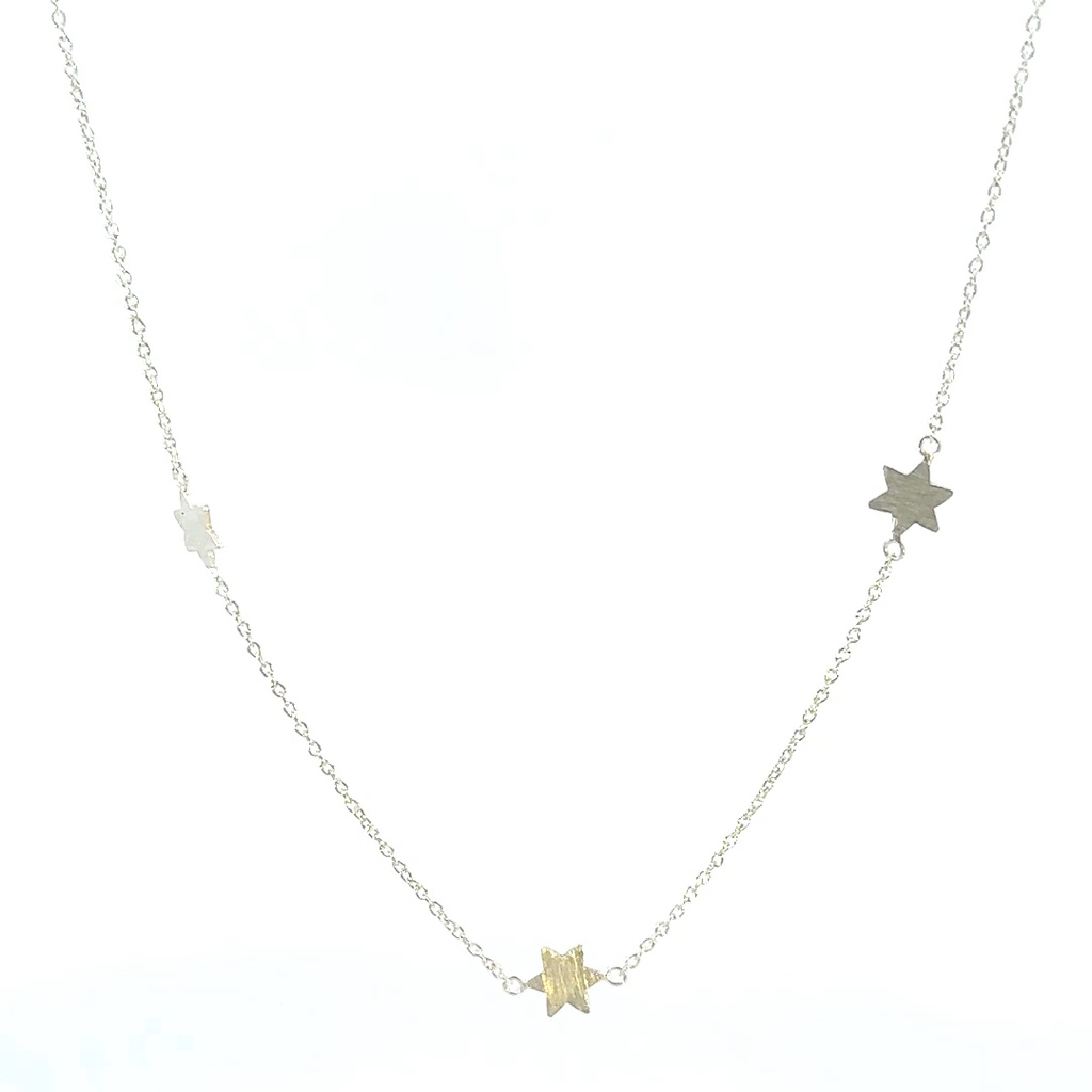 Sterling silver necklace with satin star discs