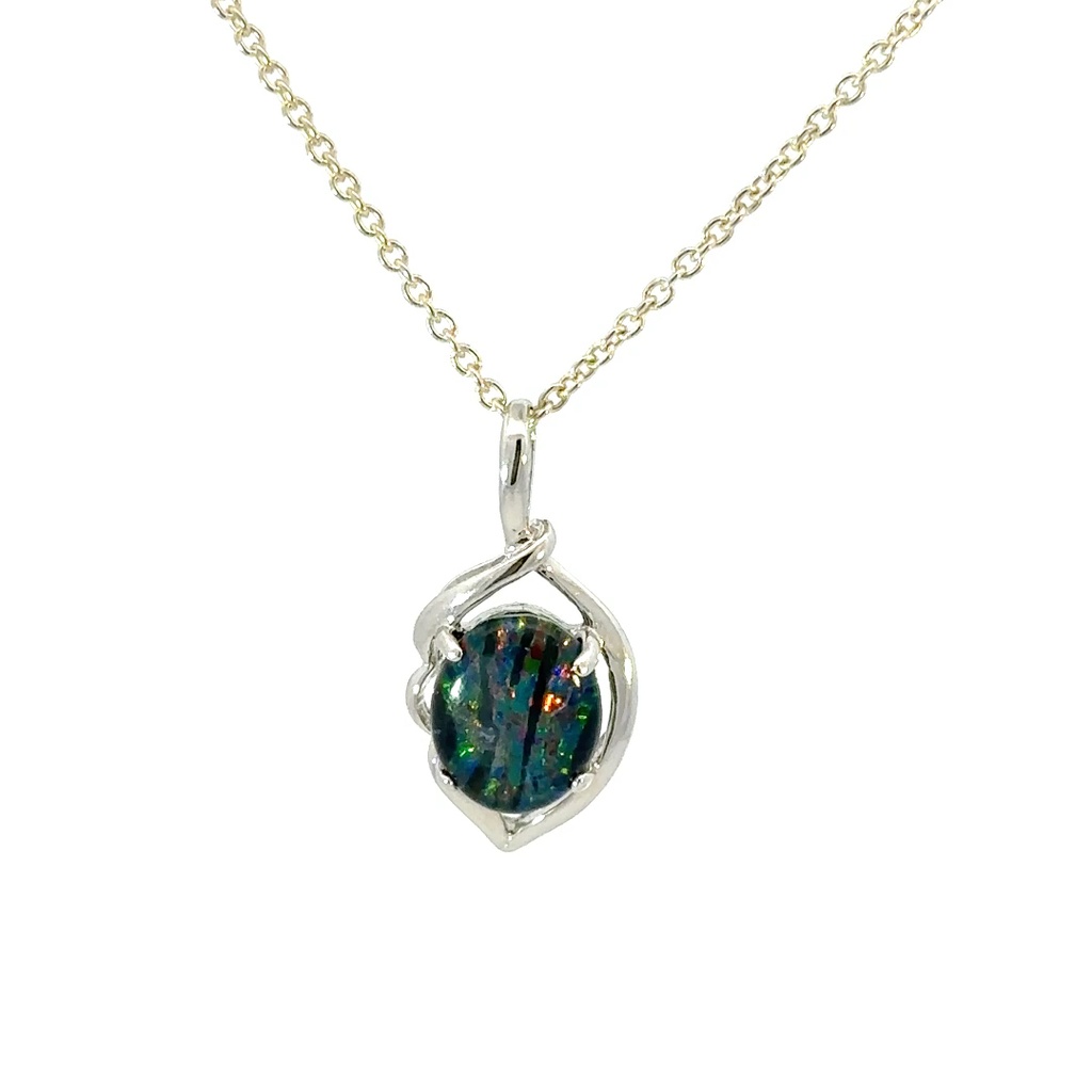 Triplet opal pendant set in sterling silver