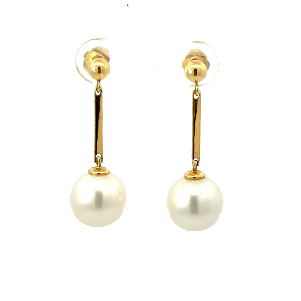 South sea pearls dropping from a ball stud and bar