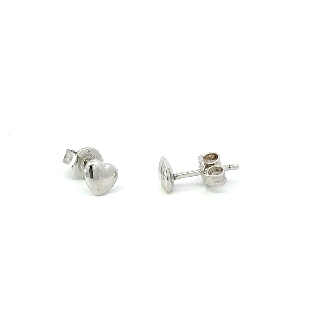 Heart shaped stud earring in sterling silver