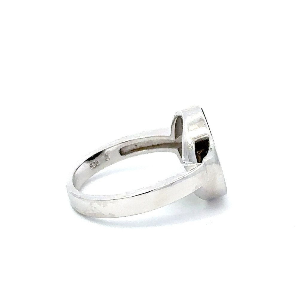 Sterling silver onyx and cz ring