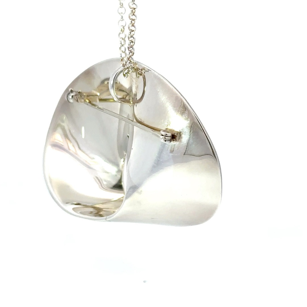 Sterling silver organic loop pendant and brooch