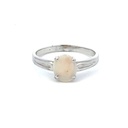 Sterling silver ring with an oval white opal