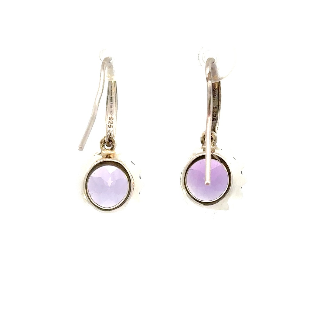 Sterling Silver Shepherd Hook Amethyst Earrings