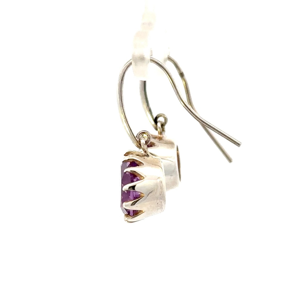 Sterling Silver Shepherd Hook Amethyst Earrings