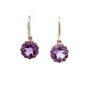 Sterling Silver Shepherd Hook Amethyst Earrings
