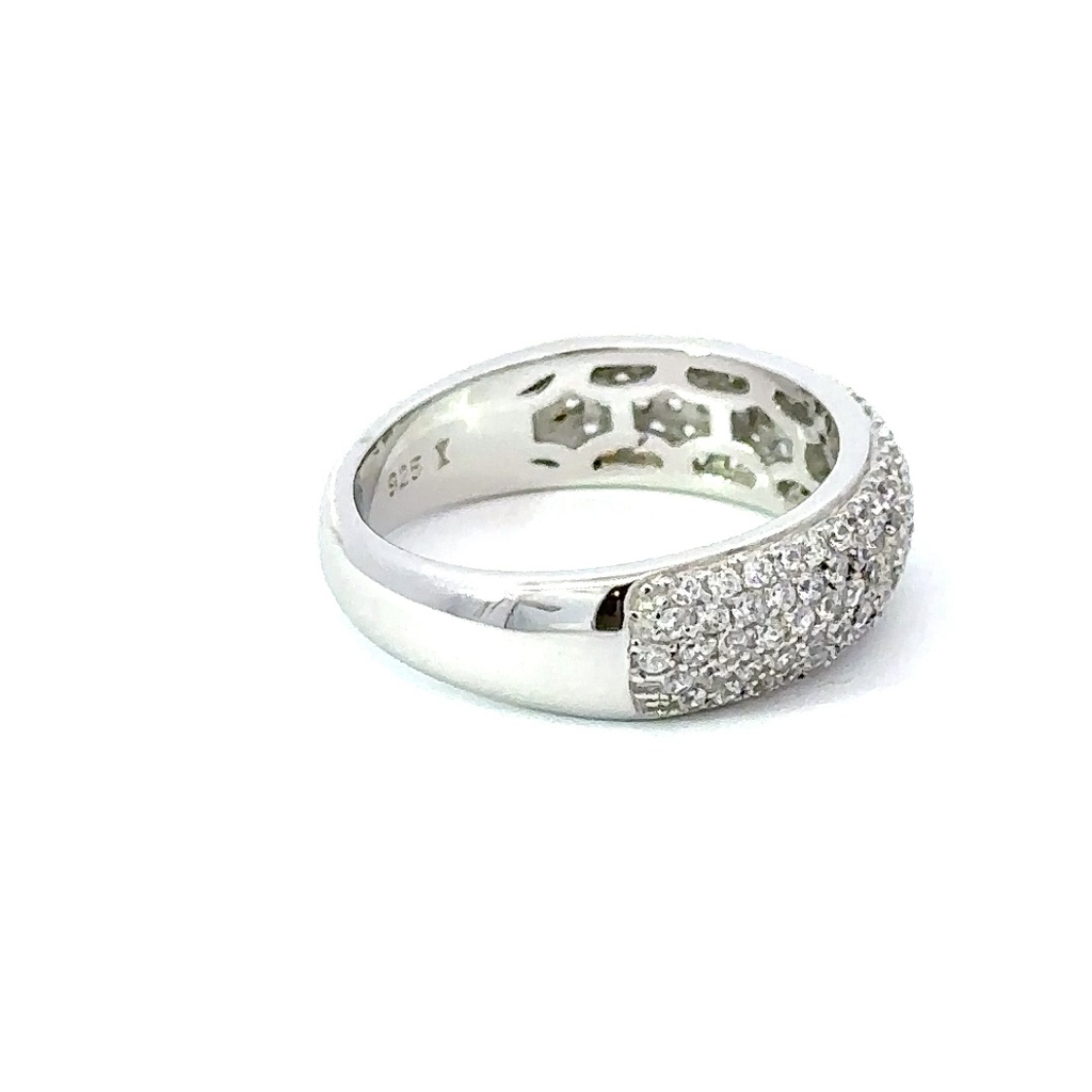 Sterling silver pave set cubic zirconia ring