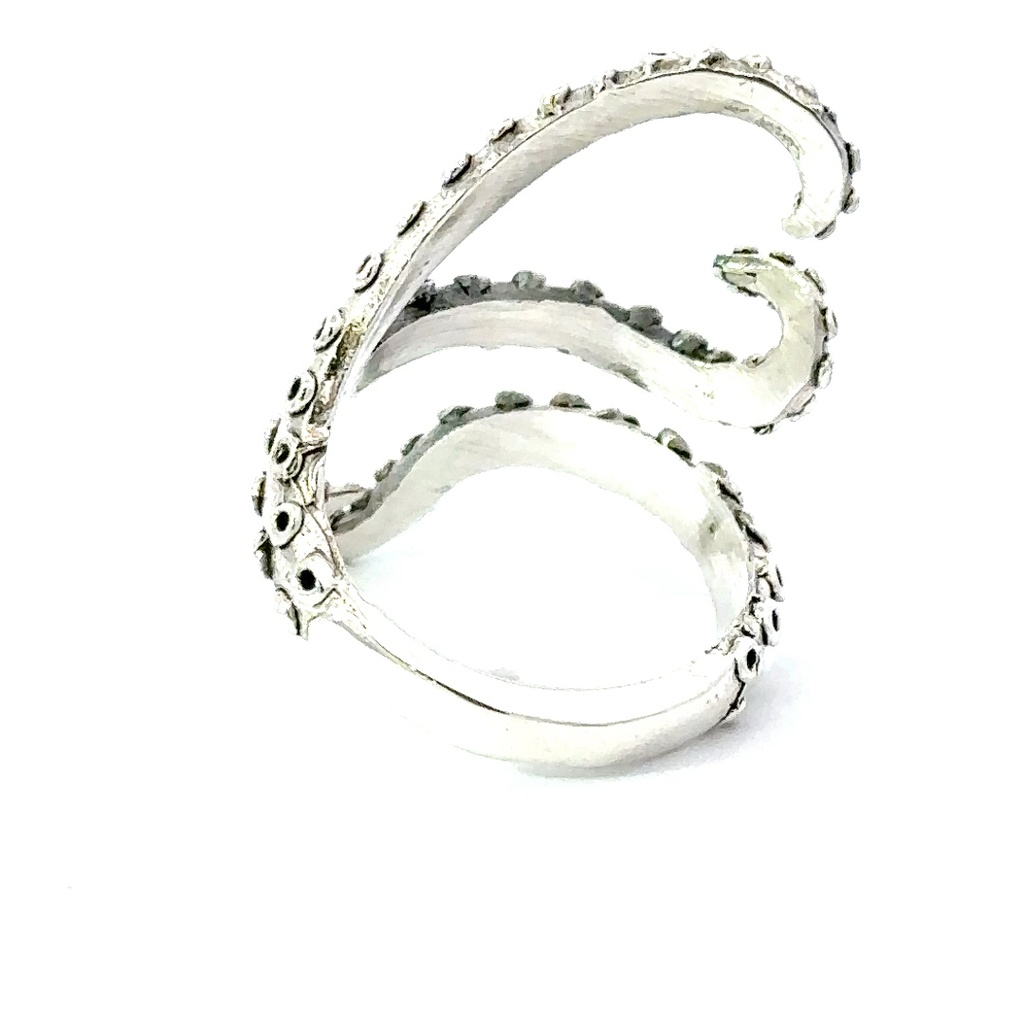 Octopus tentacle ring in sterling silver