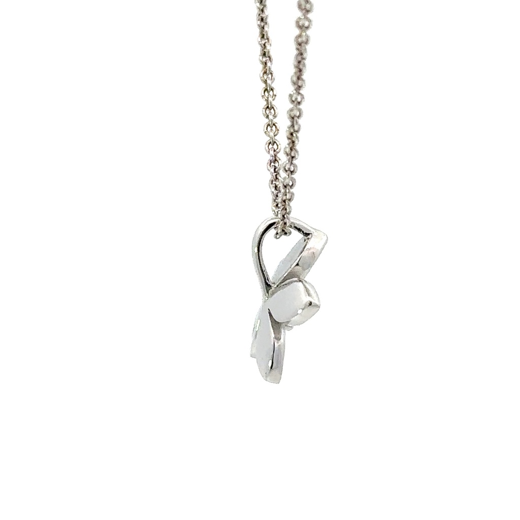 Matte flower in sterling silver on a fine necklace