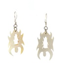 Sterling silver hand carved mother of pearl turtles on silver hooks