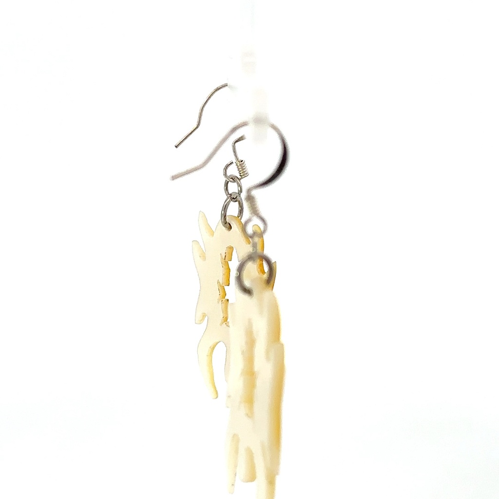 Sterling silver hand carved mother of pearl turtles on silver hooks