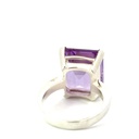 Sterling ring with a bold pastel emerald cut amethyst
