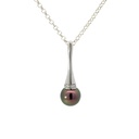 Glistening Tahitian pearl pendant in silver with cubics