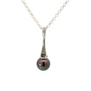Glistening Tahitian pearl pendant in silver with cubics
