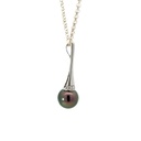 Glistening Tahitian pearl pendant in silver with cubics