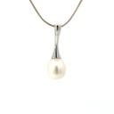 Freshwater pearl pendant on a concave sterling silver bar