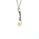 Freshwater pearl pendant on a concave sterling silver bar