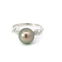 Tahitian pearl and diamond silver ring