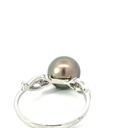 Tahitian pearl and diamond silver ring