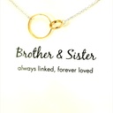 "Brother & sister always linked forever loved" sterling silver necklace with gold plated circles
