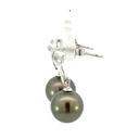 Tahitian pearl drop earrings with a swirl stud in silver