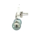 Tahitian pearl drop earrings on sterling silver heart stud