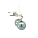 Tahitian pearl drop earrings on sterling silver heart stud