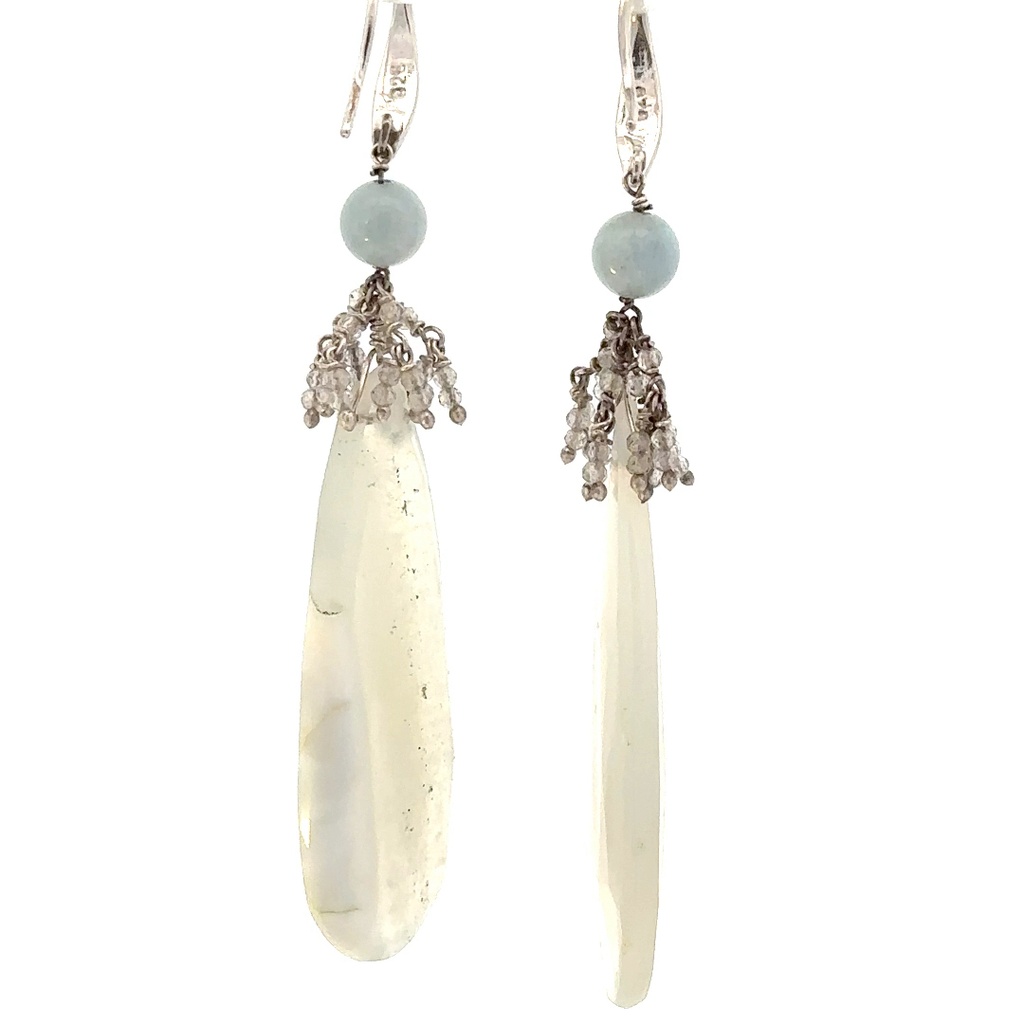 Sterling Silver Beryl Labradorite & Opal Earrings