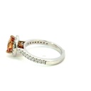 Sterling silver cubic zirconia ring with apricot cz centre & cz halo