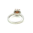 Sterling silver cubic zirconia ring with apricot cz centre & cz halo