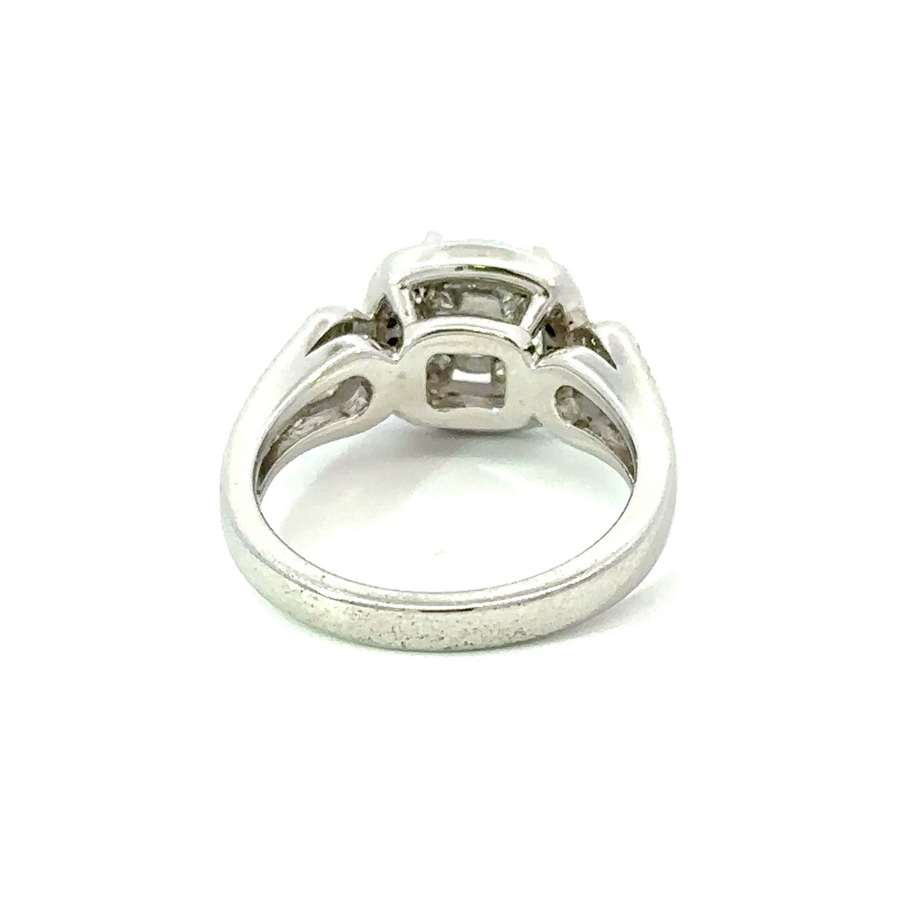 Cubic zirconia set ring in sterling silver with cz halo and band