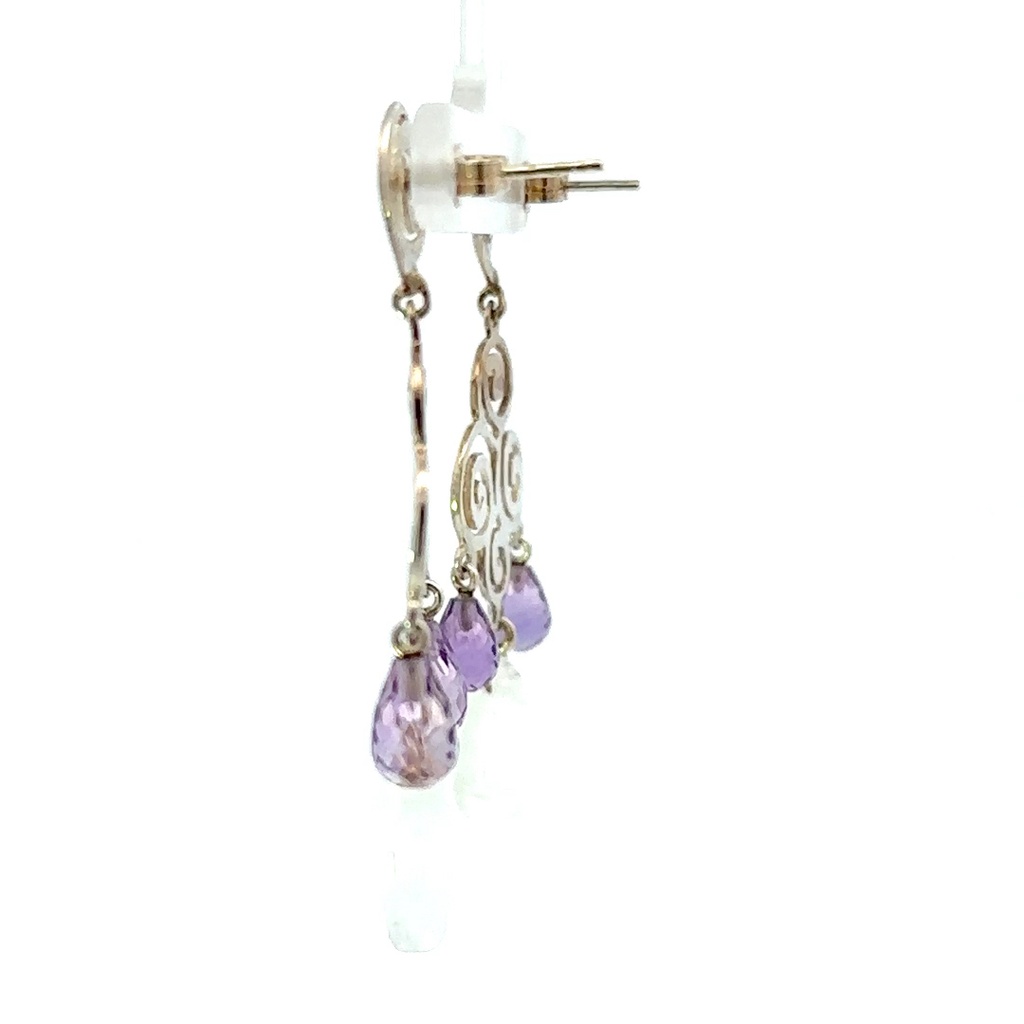 Amethyst and moonstone unique earrings in sterling silver