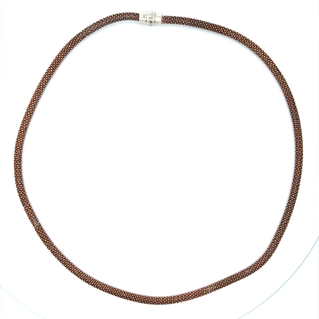 Rose gold plated mesh silver necklace