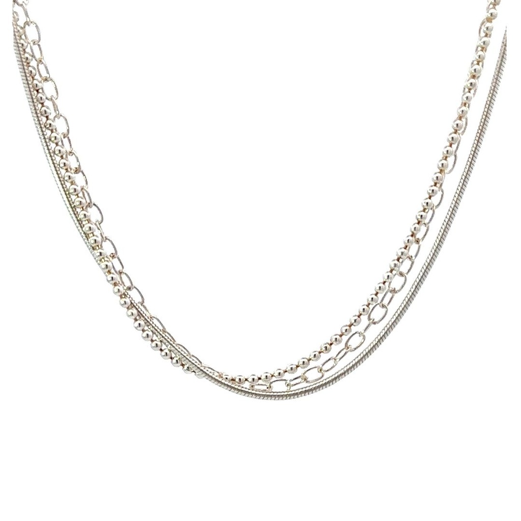 Sterling silver necklace made from 3 necklaces of different styles
