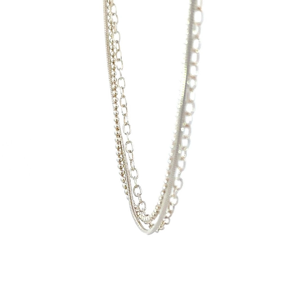 Sterling silver necklace made from 3 necklaces of different styles
