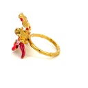 Exotic orchid and faceted crystal cocktail ring