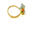 Koala, rosebud and faceted glass adjustable ring