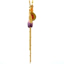 Tropical flowers & faceted crystal stone pendant necklace