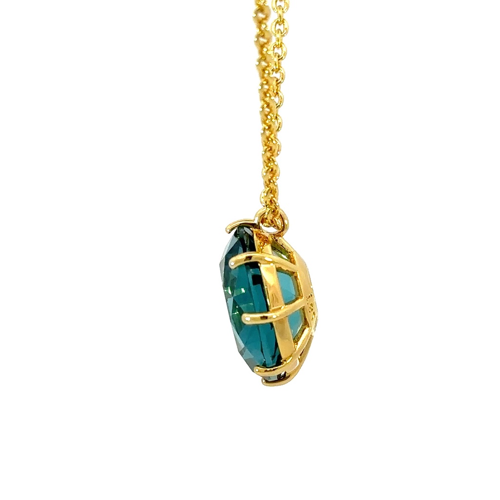La diamantina acqua azzurra round stone pendant necklace